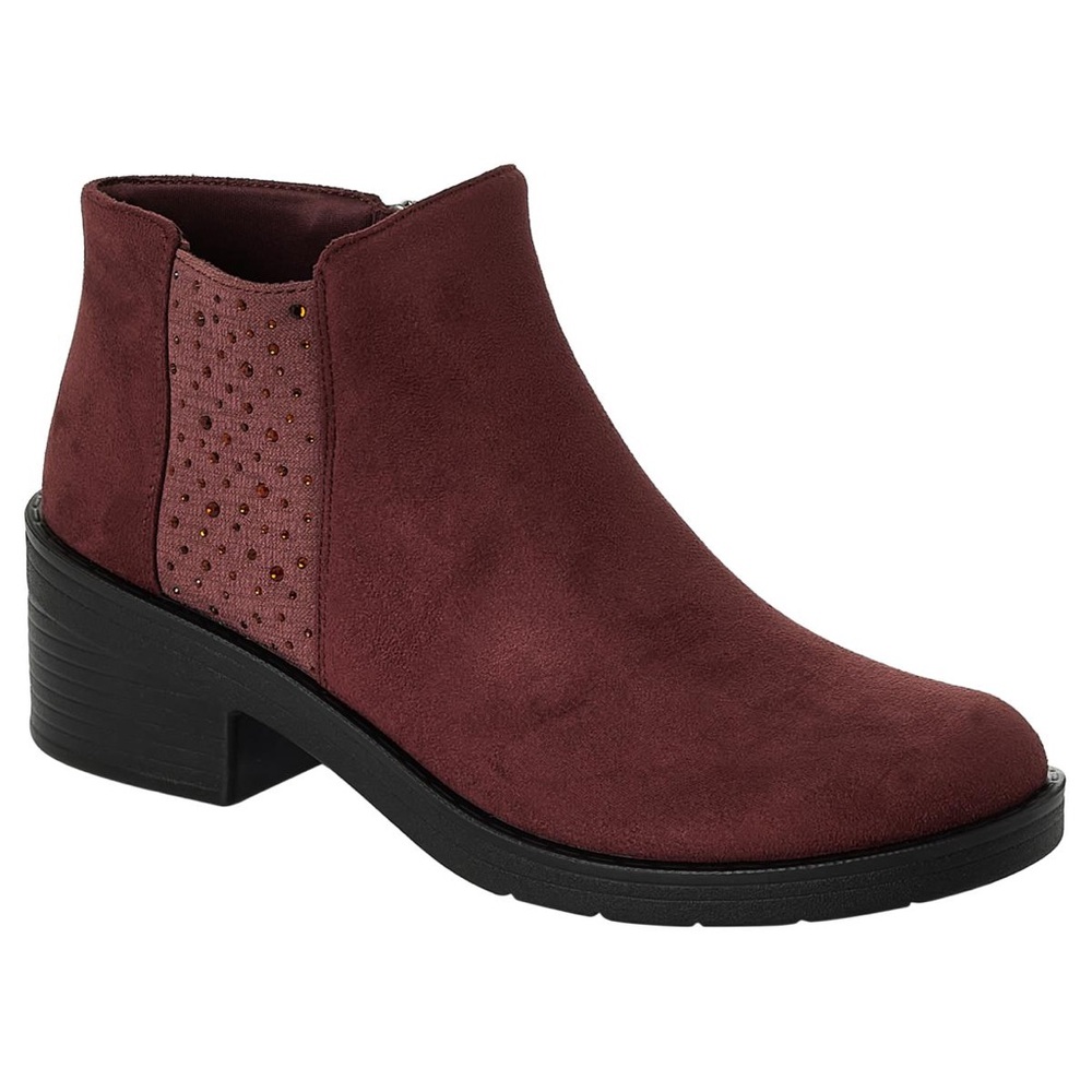 Bzees Outstanding Machine Washable Sparkle Bootie in Wine Size 5 New